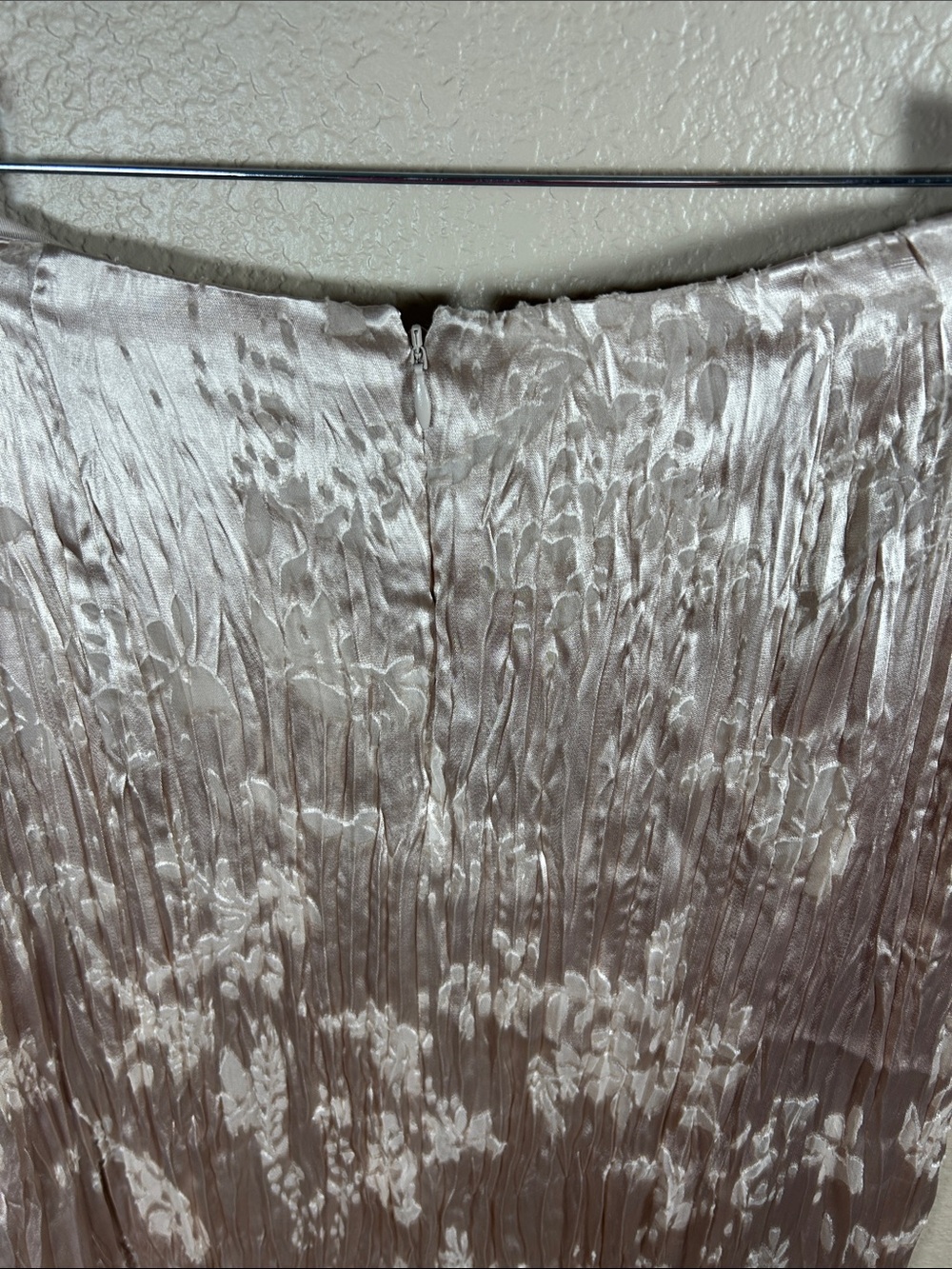 Champagne Floral Crinkle Pleated Midi Skirt | Size 8 | Satin Look - Picture 2 of 4